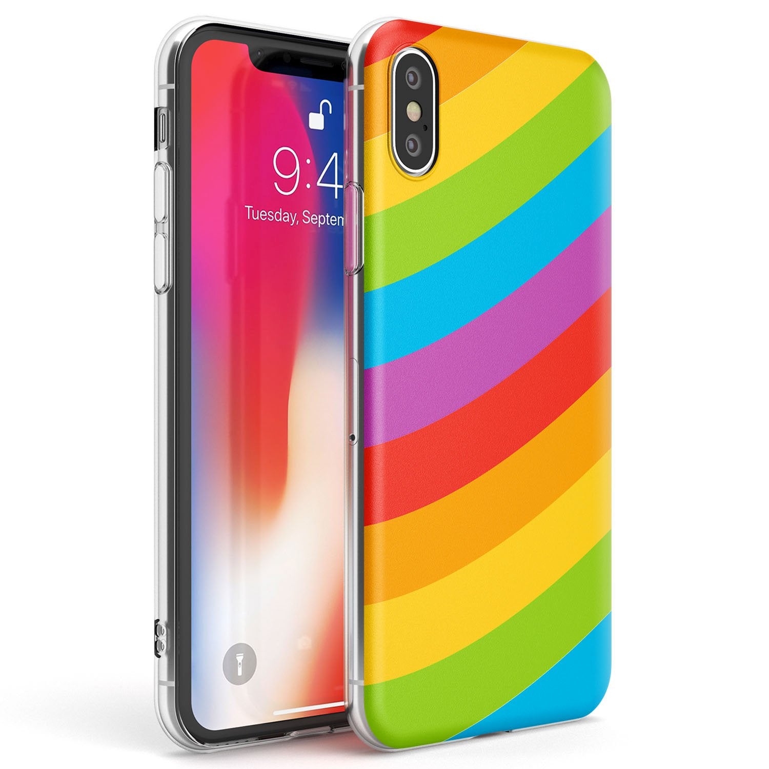 Lucky Rainbow Phone Case iPhone X / iPhone XS / Clear Case,iPhone XR / Clear Case,iPhone XS MAX / Clear Case Blanc Space