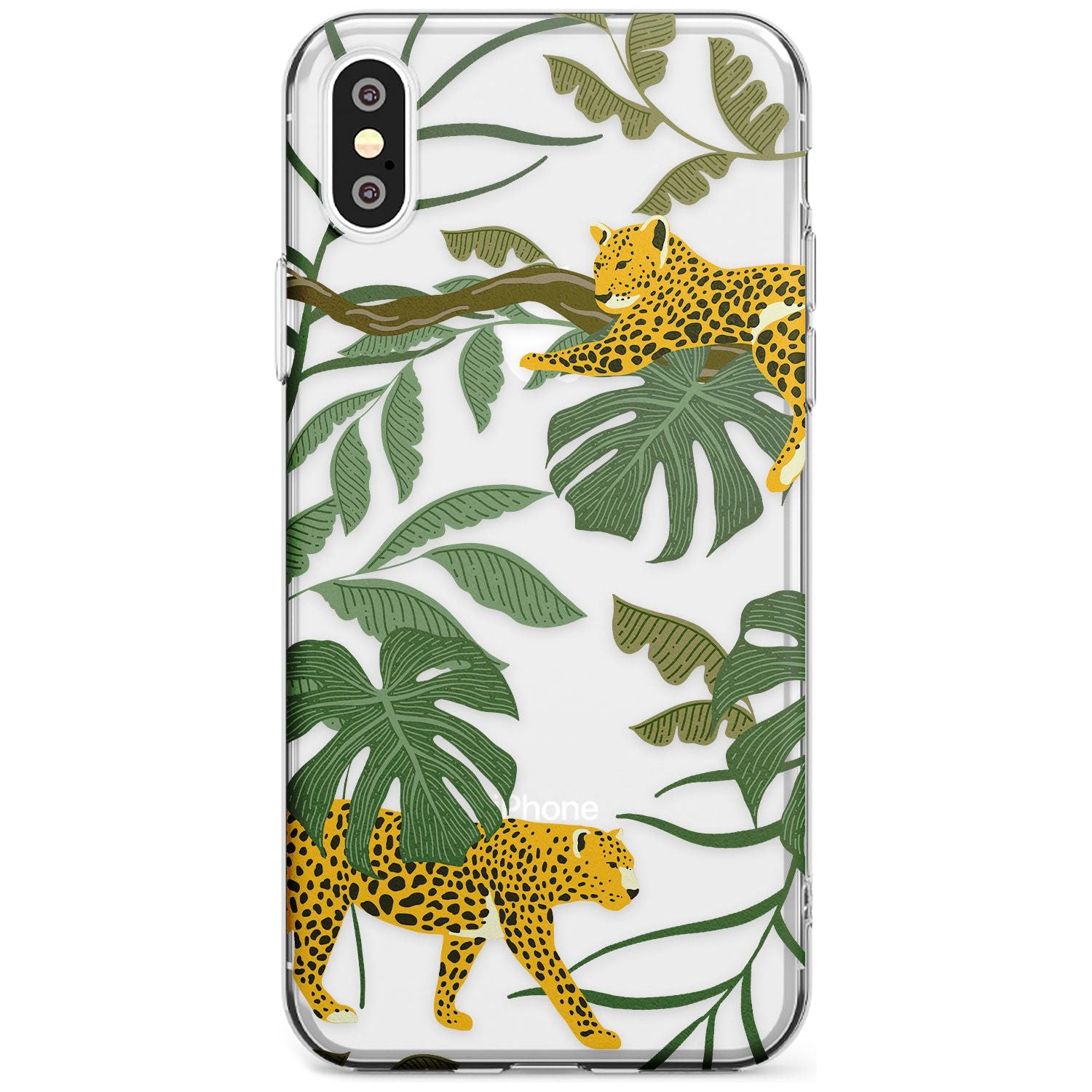 Two Jaguars & Foliage Jungle Cat Pattern Slim TPU Phone Case Warehouse X XS Max XR