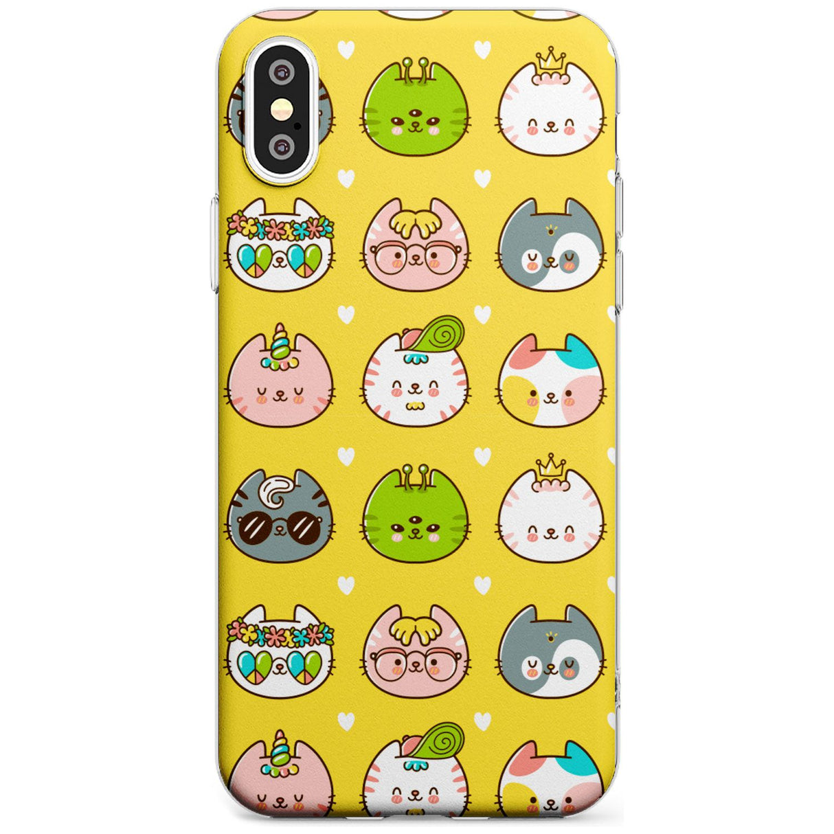 Mythical Cats Kawaii Pattern Slim TPU Phone Blanc Space X XS Max XR