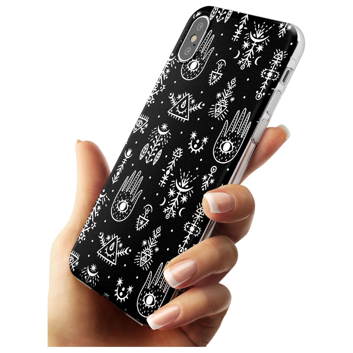 Tribal Palms - White on Black Slim TPU Phone Case Warehouse X XS Max XR
