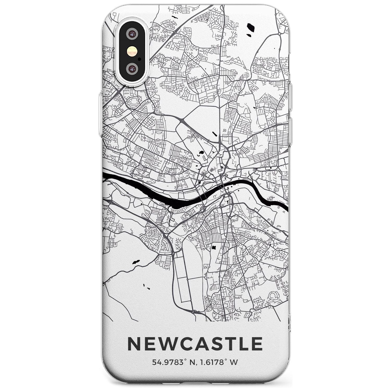 Map of Newcastle, England Slim TPU Phone Case Warehouse X XS Max XR
