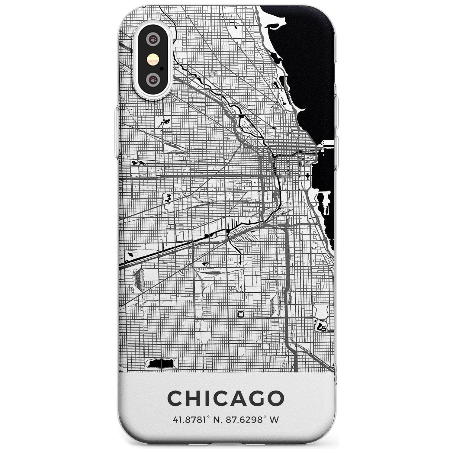 Map of Chicago, Illinois Slim TPU Phone Case Warehouse X XS Max XR