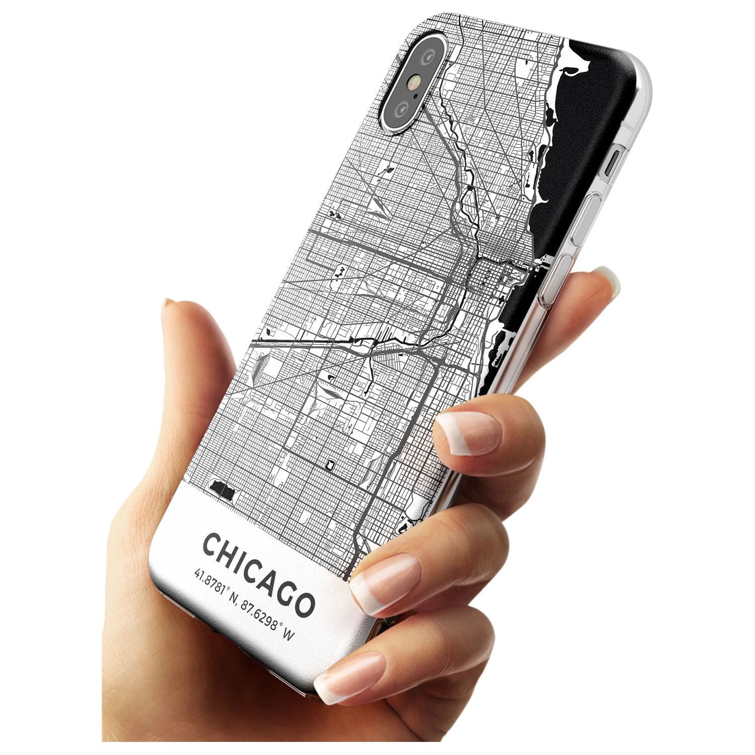 Map of Chicago, Illinois Slim TPU Phone Case Warehouse X XS Max XR