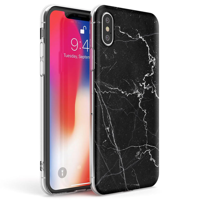 Bold Black Marble with White Texture Phone Case iPhone X / iPhone XS / Clear Case,iPhone XR / Clear Case,iPhone XS MAX / Clear Case Blanc Space