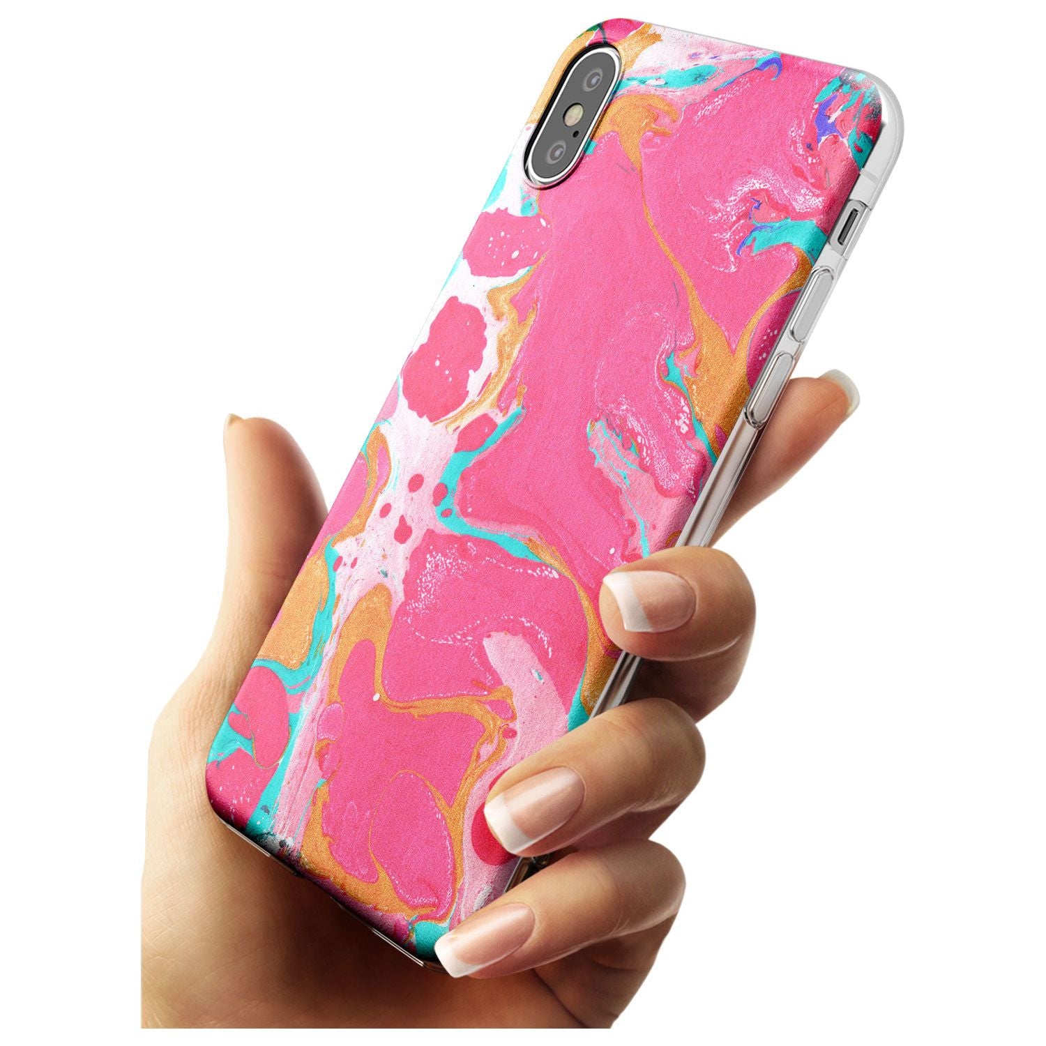 Pink, Orange & Turquoise Marbled Paper Pattern Slim TPU Phone Case Warehouse X XS Max XR