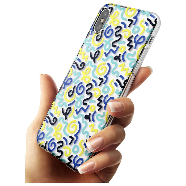 Blue & Yellow Shapes Memphis Retro Pattern Design Slim TPU Phone Case Warehouse X XS Max XR