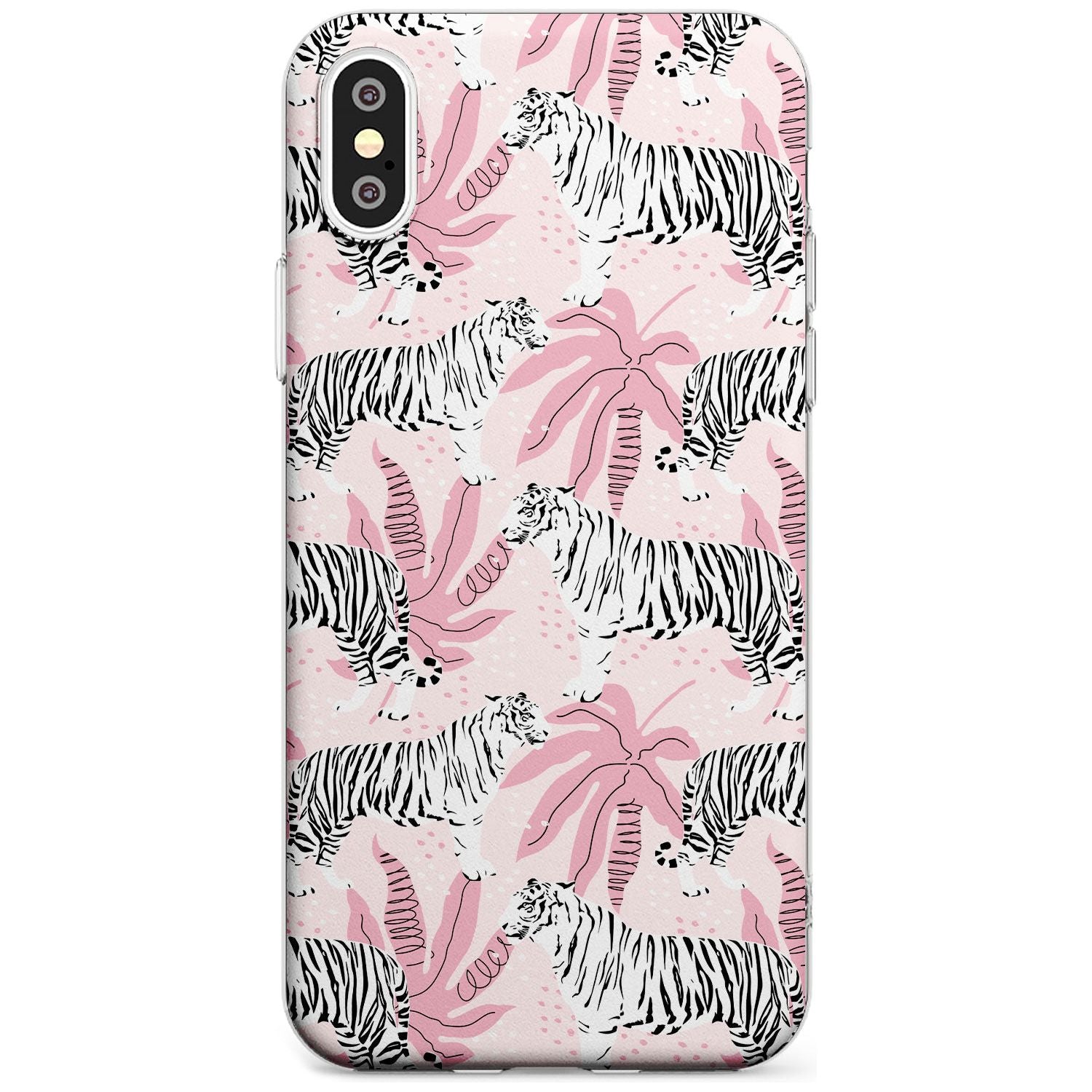 White Tigers on Pink Pattern Slim TPU Phone Case Warehouse X XS Max XR