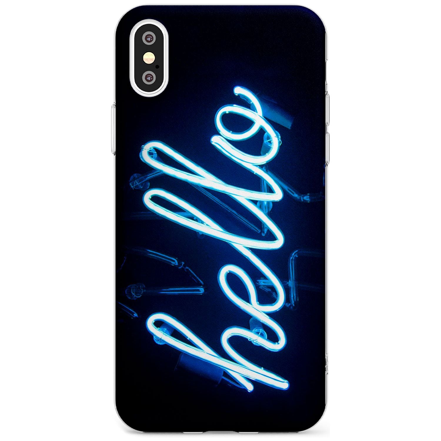 "Hello" Blue Cursive Neon Sign Slim TPU Phone Case Warehouse X XS Max XR
