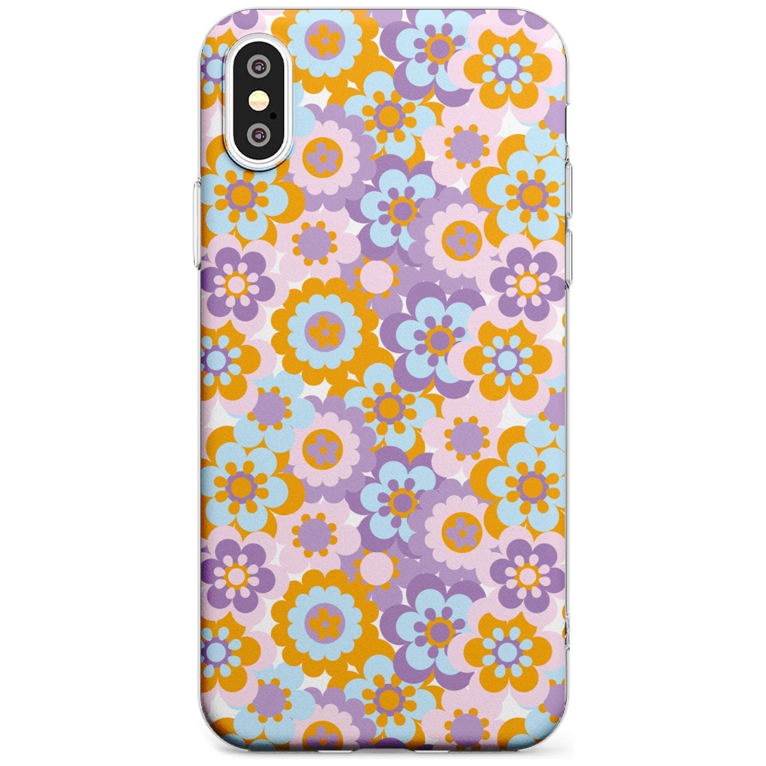 Flower Power Pattern Phone Case iPhone XS MAX / Clear Case,iPhone XR / Clear Case,iPhone X / iPhone XS / Clear Case Blanc Space