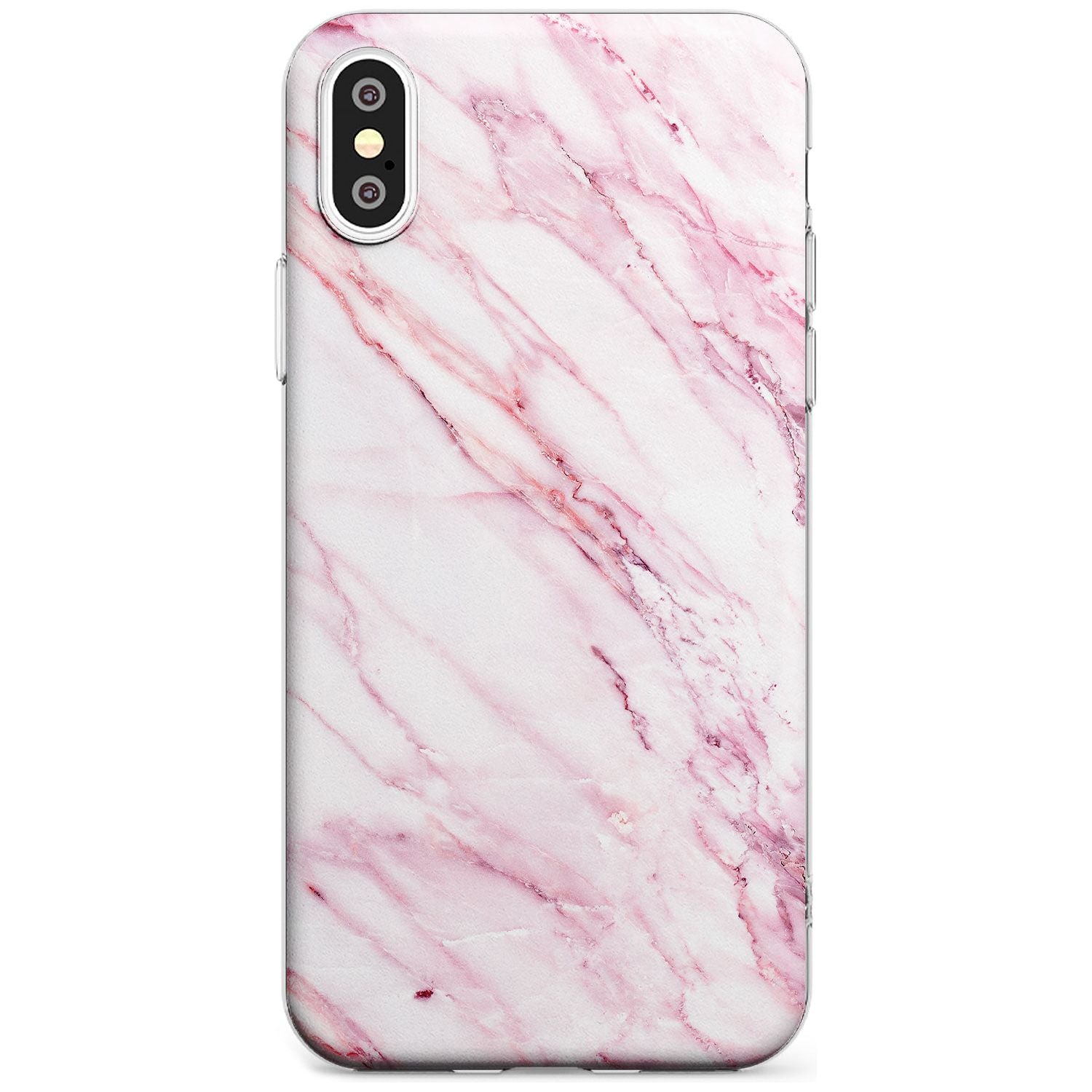 White & Pink Onyx Marble Texture Black Impact Phone Case for iPhone X XS Max XR