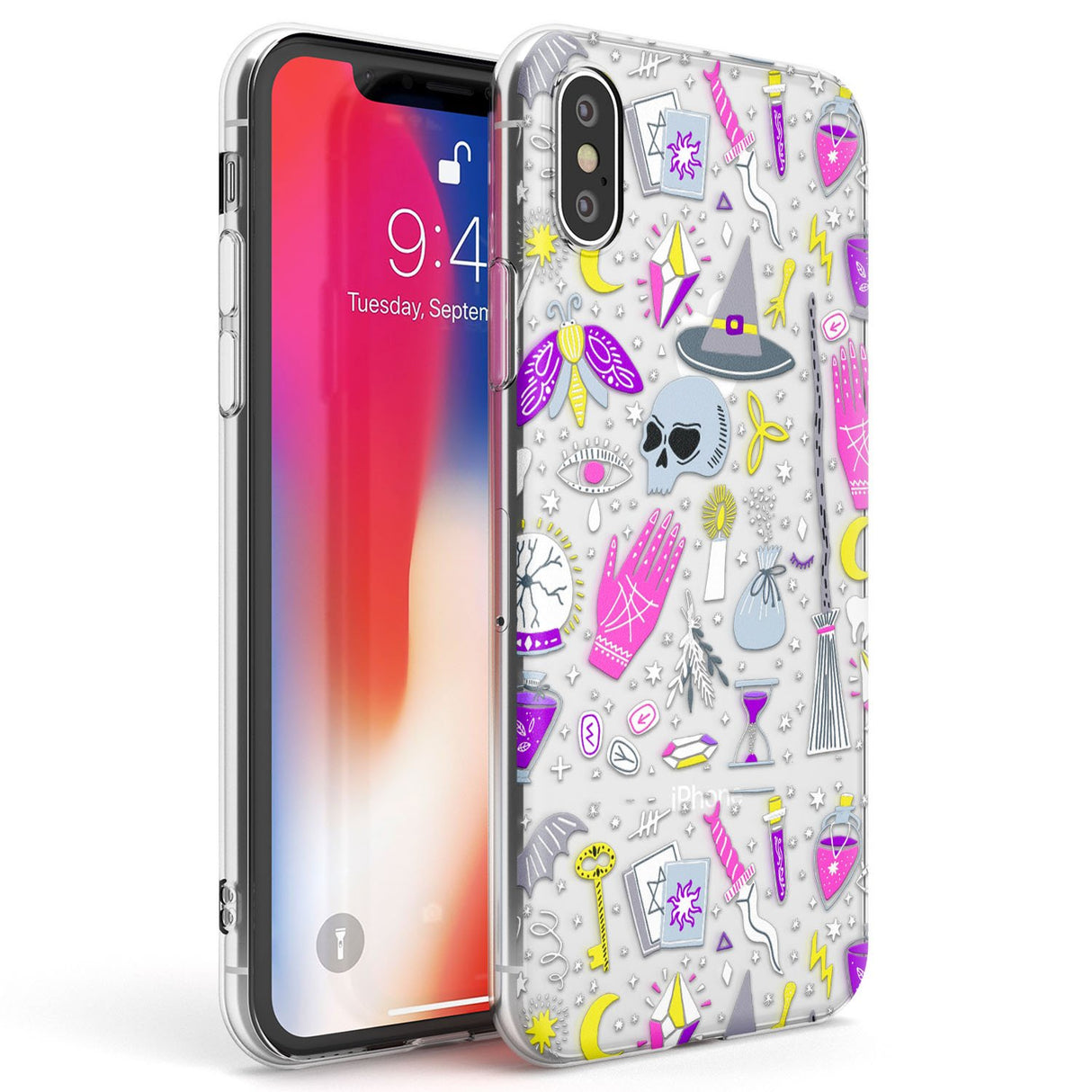 Black Magic Pattern Phone Case iPhone X / iPhone XS / Clear Case,iPhone XR / Clear Case,iPhone XS MAX / Clear Case Blanc Space