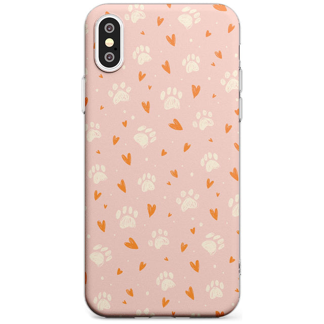 Paws & Hearts Pattern Black Impact Phone Case for iPhone X XS Max XR