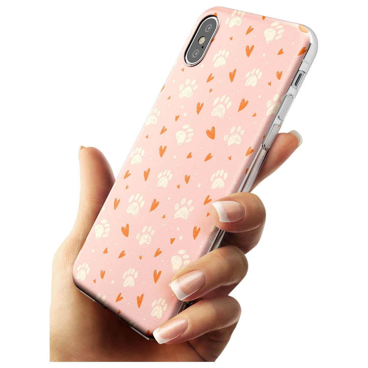 Paws & Hearts Pattern Black Impact Phone Case for iPhone X XS Max XR