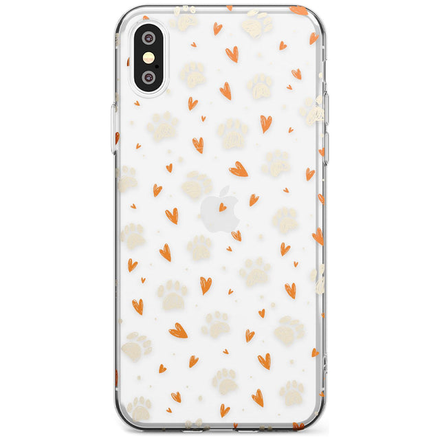 Paws & Hearts Pattern (Clear) Black Impact Phone Case for iPhone X XS Max XR