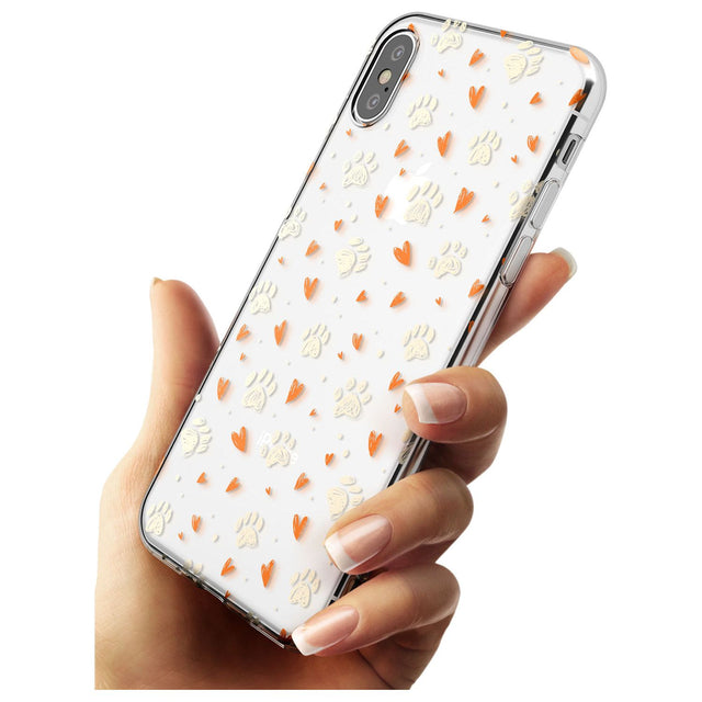 Paws & Hearts Pattern (Clear) Black Impact Phone Case for iPhone X XS Max XR