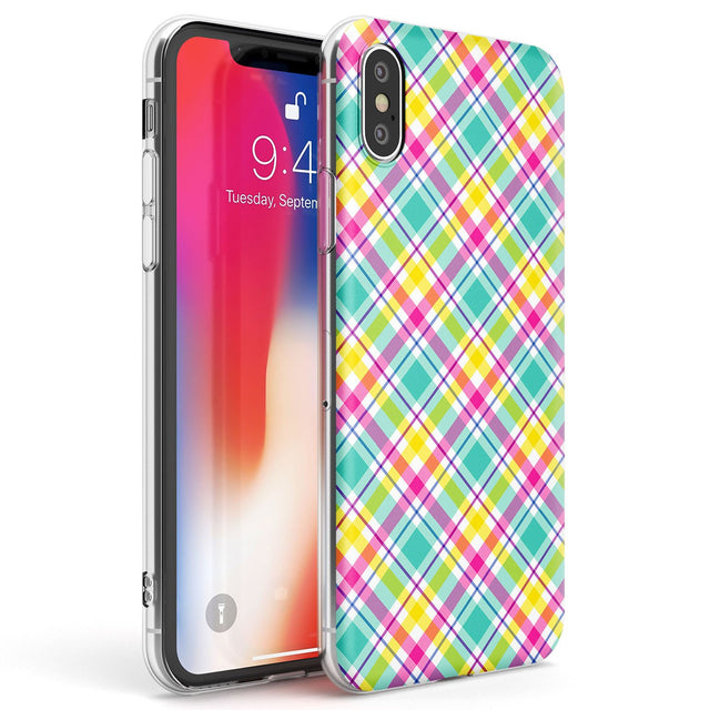 Crosshatch Plaid Phone Case iPhone X / iPhone XS / Clear Case,iPhone XR / Clear Case,iPhone XS MAX / Clear Case Blanc Space