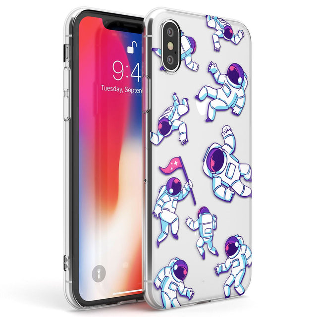 Astronaut Pattern Phone Case iPhone X / iPhone XS / Clear Case,iPhone XR / Clear Case,iPhone XS MAX / Clear Case Blanc Space