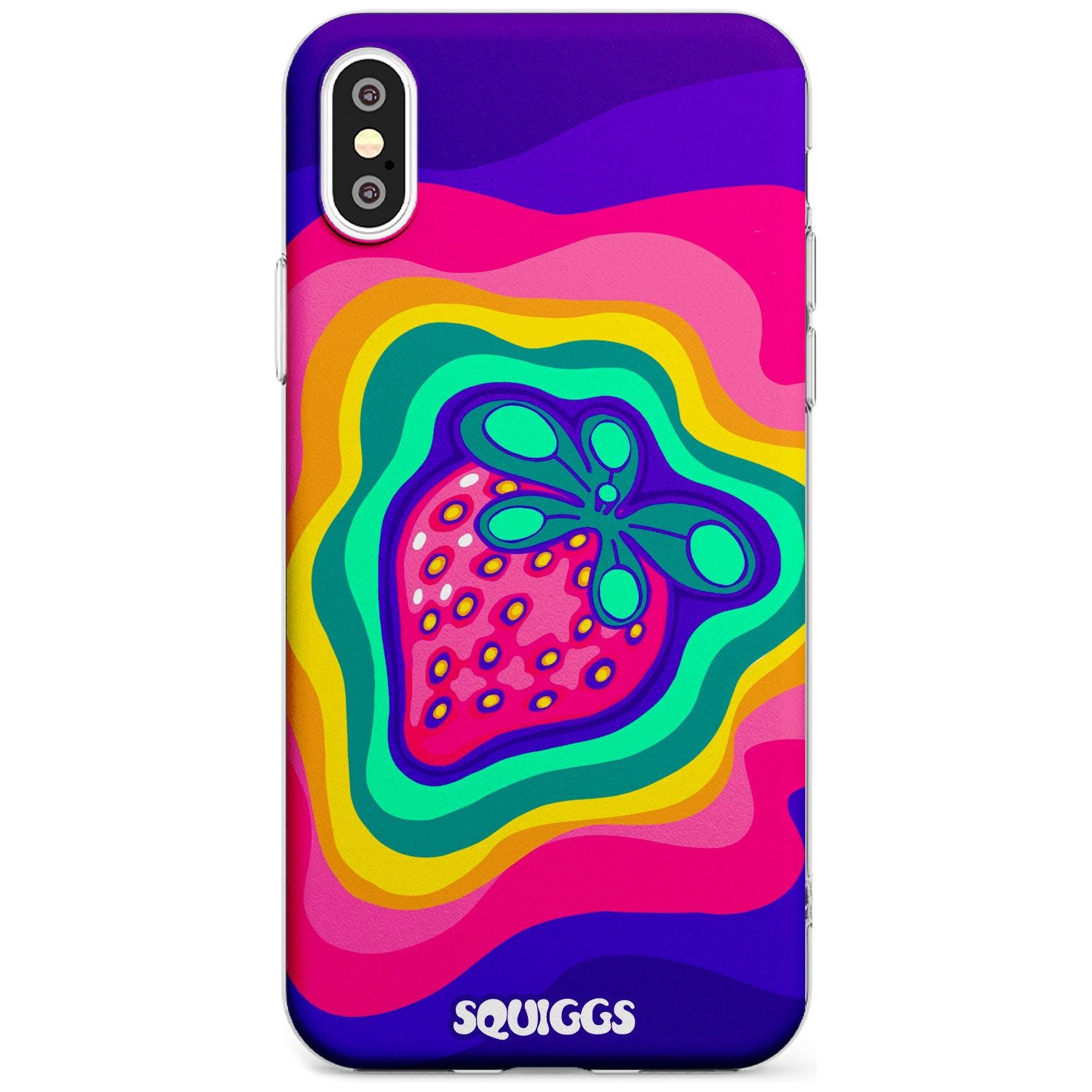 Strawberry Rainbow Black Impact Phone Case for iPhone X XS Max XR