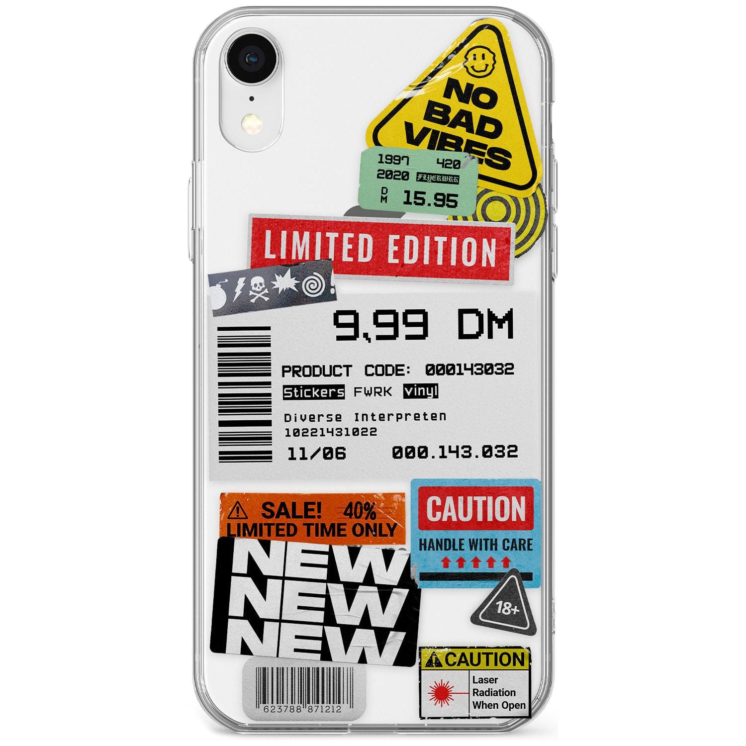 Barcode Sticker Mix Phone Case for iPhone X XS Max XR