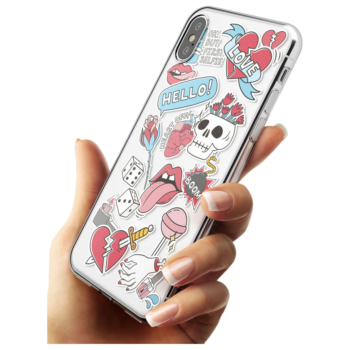 Skull & Flowers Sticker  iPhone Case   Phone Case - Case Warehouse