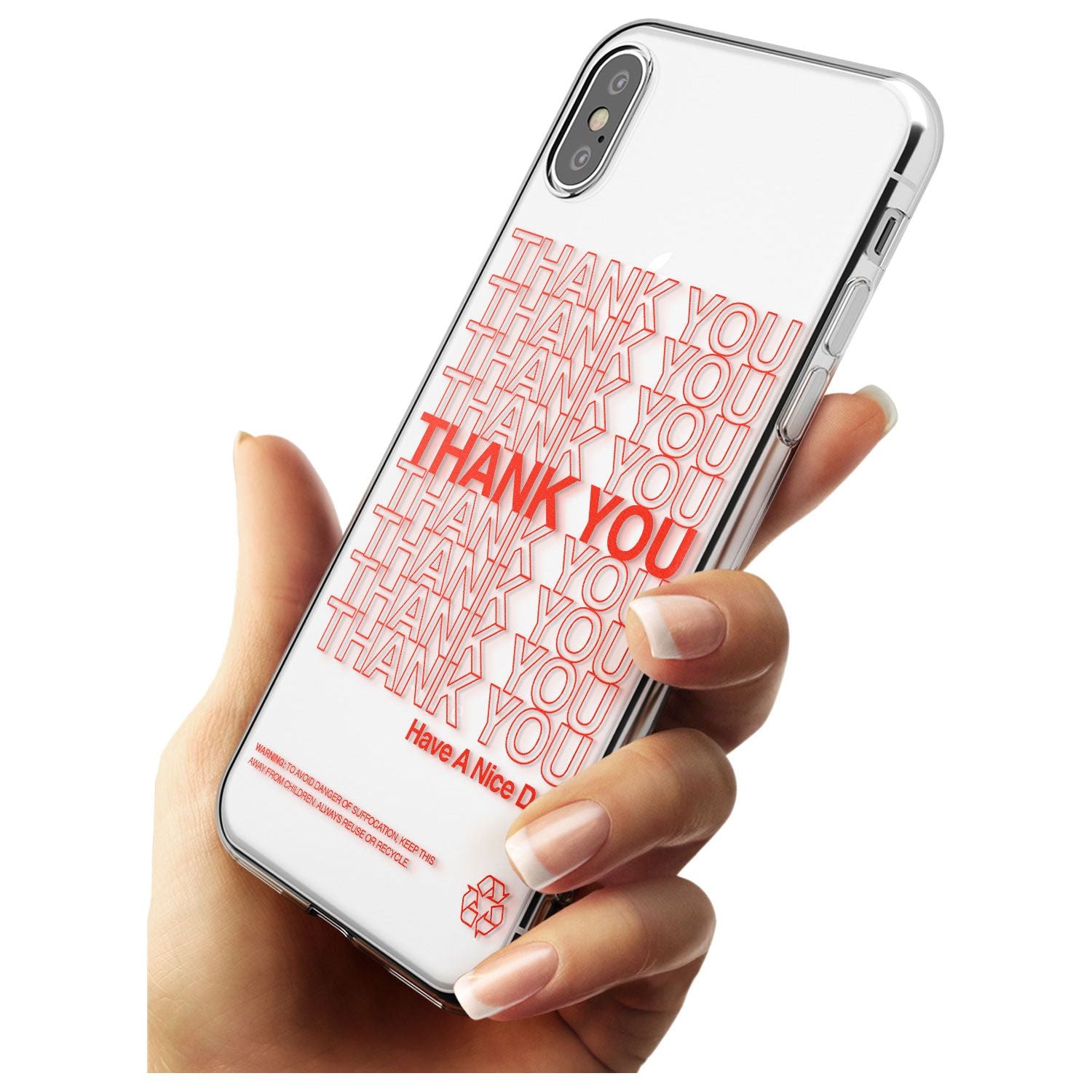 Classic Thank You Bag Design: Solid White + Red Slim TPU Phone Case Warehouse X XS Max XR