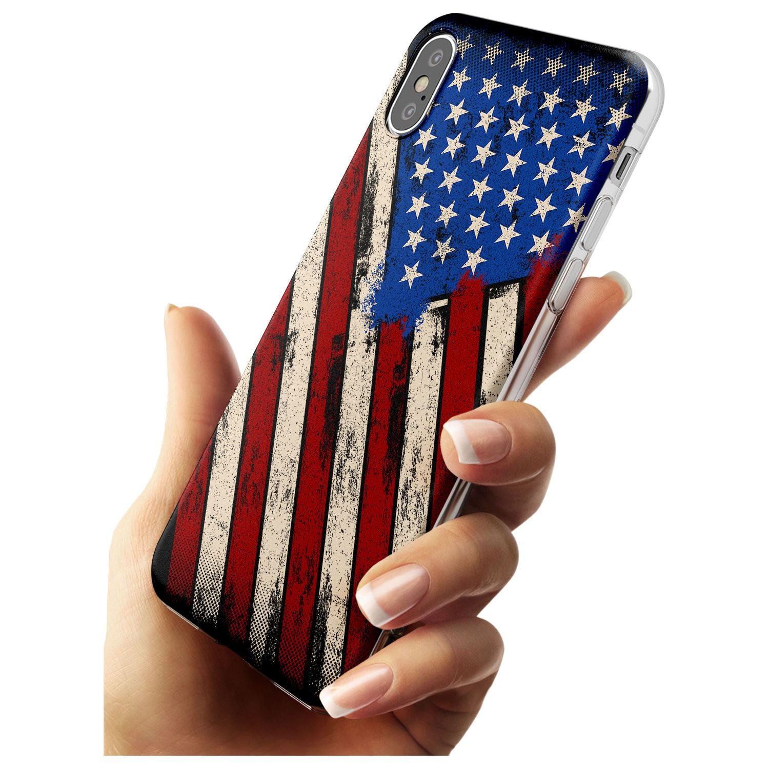 Distressed US Flag Slim TPU Phone Blanc Space X XS Max XR