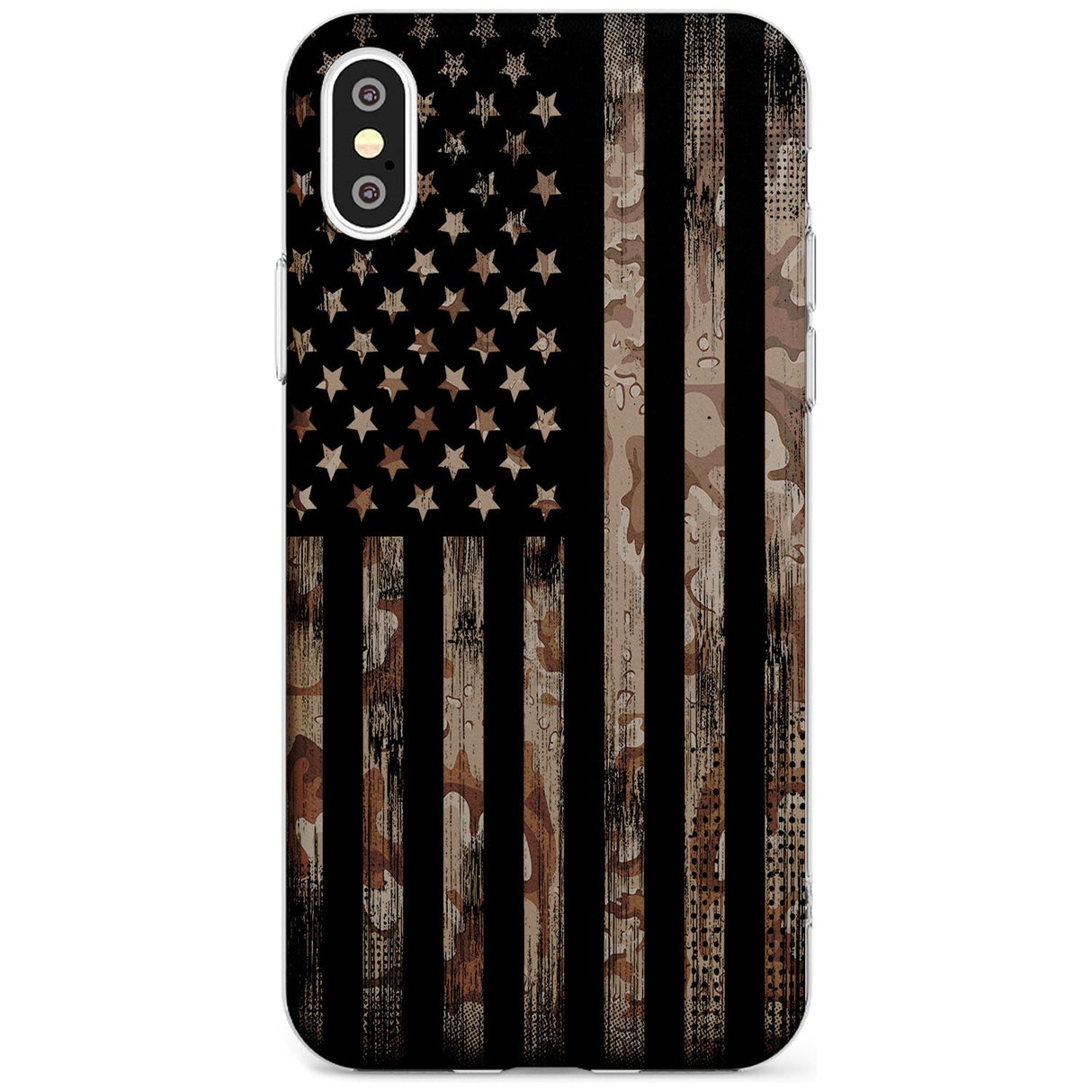 Desert Camo US Flag Slim TPU Phone Blanc Space X XS Max XR