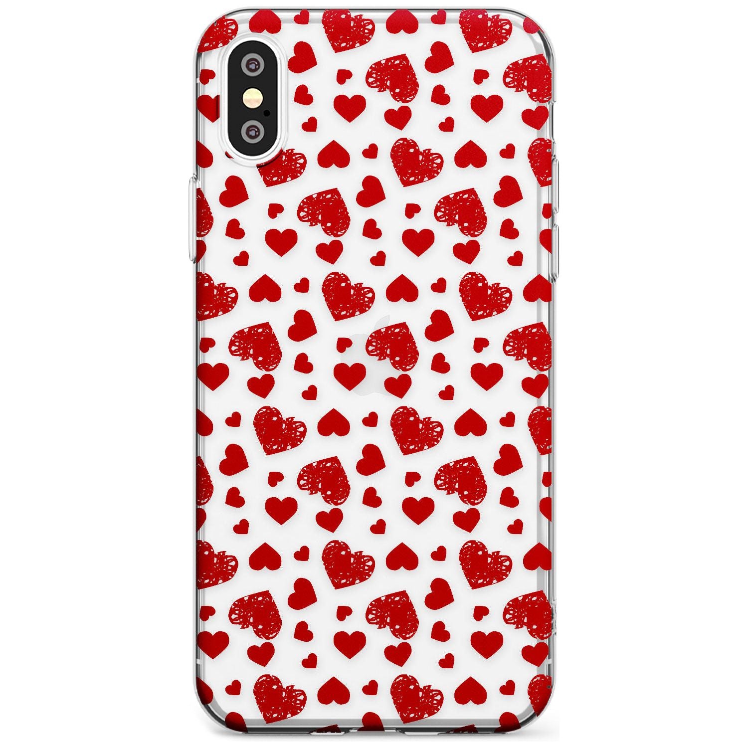 Sketched Heart Pattern Black Impact Phone Case for iPhone X XS Max XR