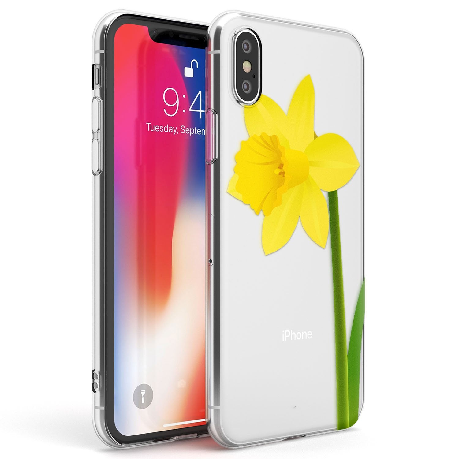 Daffodil Phone Case iPhone X / iPhone XS / Clear Case,iPhone XR / Clear Case,iPhone XS MAX / Clear Case Blanc Space