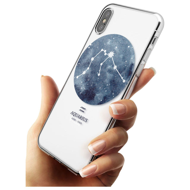Aquarius Zodiac Transparent Design - Blue Slim TPU Phone Case Warehouse X XS Max XR