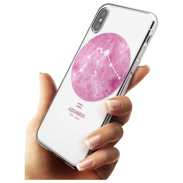 Aquarius Zodiac Transparent Design - Pink Slim TPU Phone Case Warehouse X XS Max XR