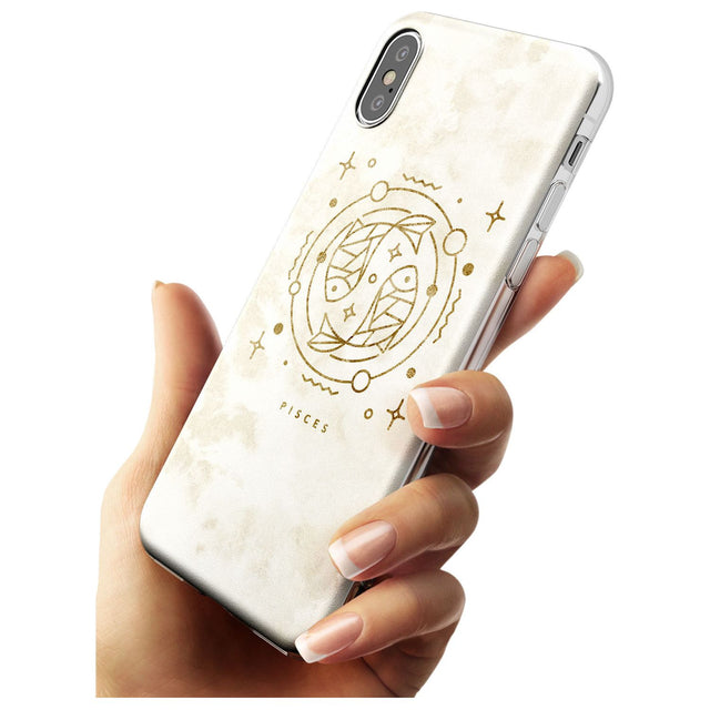 Pisces Emblem - Solid Gold Marbled Design Slim TPU Phone Case Warehouse X XS Max XR